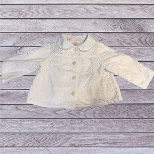 Janie & Jack Cream Eyelet Baby Jacket Sz 12-24 mos